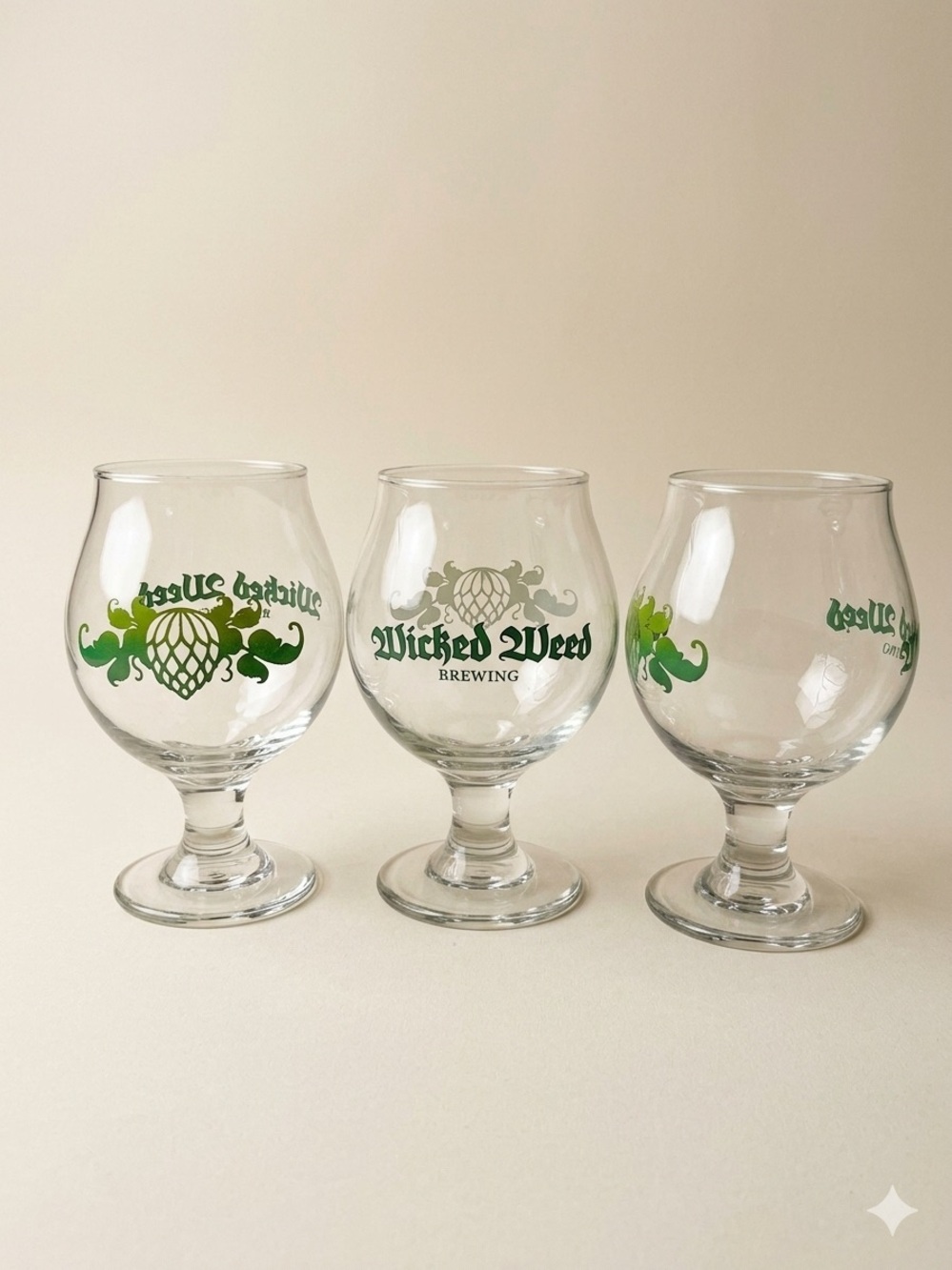 Green Logo Tulip Glass - Set of 3